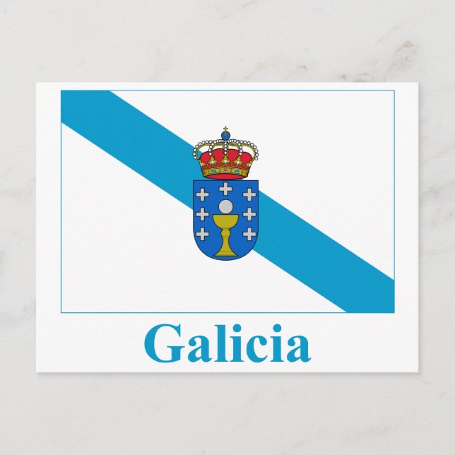 Cartão Postal bandeira da Galiza com nome (Frente)