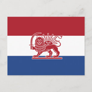 Cartão Postal Bandeira da Herança do Leão e Sol Iraniano Holandê