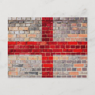 Cartão Postal Bandeira da Inglaterra num muro de tijolos