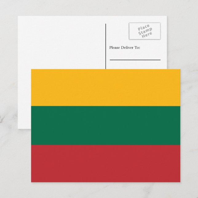 Cartão Postal Bandeira da Lituânia (Frente/Verso)