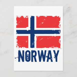 CARTÃO POSTAL BANDEIRA DA NORUEGA DISTRESSADA