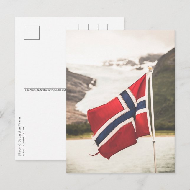 Cartão Postal Bandeira da Noruega Foto (Frente/Verso)