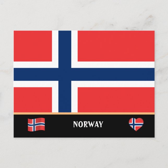 Cartão Postal Bandeira da Noruega & viagem pelo país norueguês / (Frente)