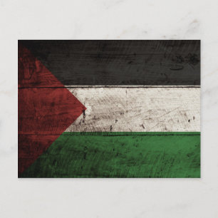 Cartão Postal Bandeira da Palestina no Velho Grão de Madeira