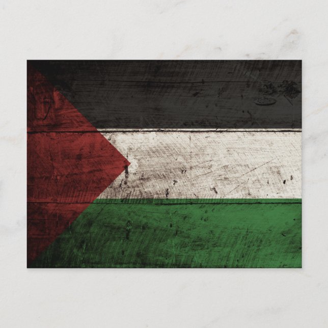 Cartão Postal Bandeira da Palestina no Velho Grão de Madeira (Frente)