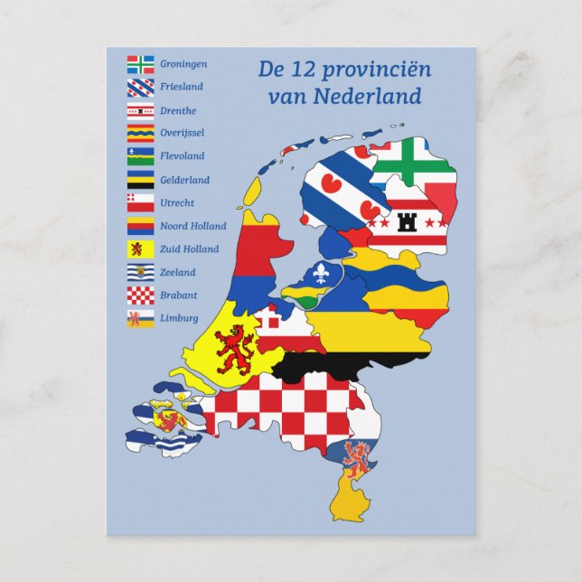 Cartão Postal Bandeira da província em Map Holland (Frente)
