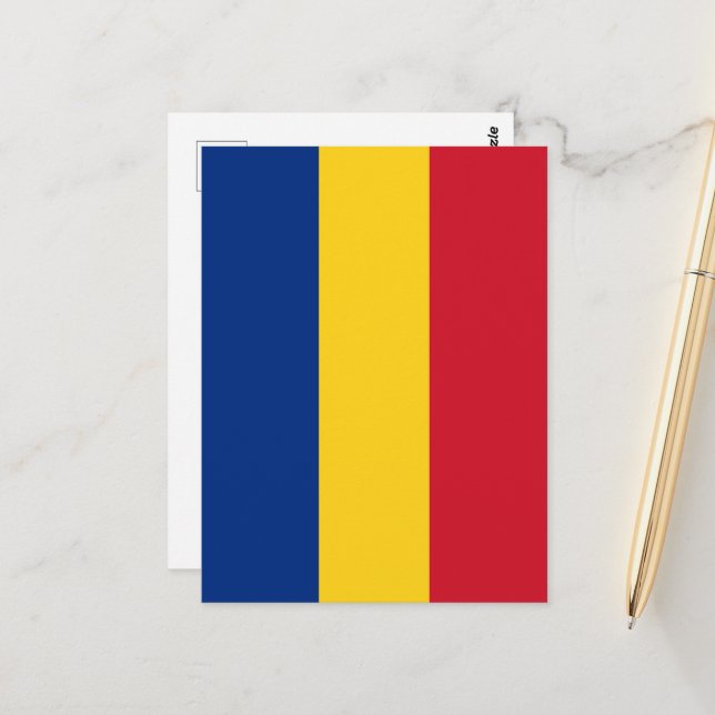 Cartão Postal Bandeira da Romênia (Frente/Verso In Situ)
