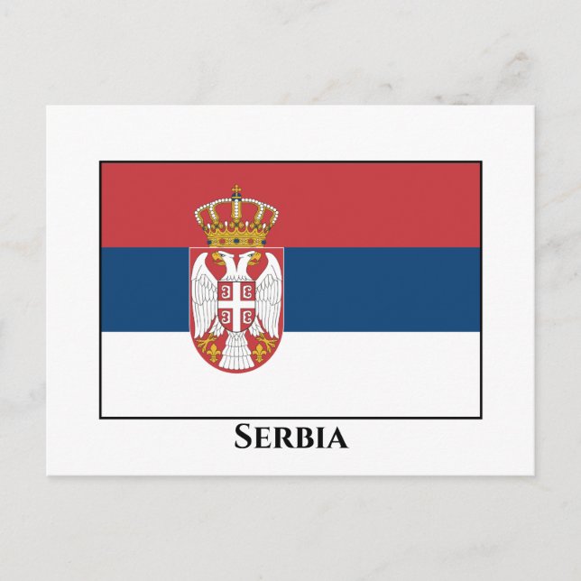Cartão Postal Bandeira da Sérvia (sérvia) (Frente)