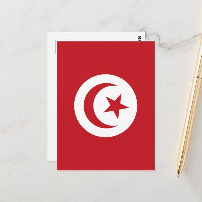 Cartão Postal Bandeira da Tunísia (Frente/Verso In Situ)