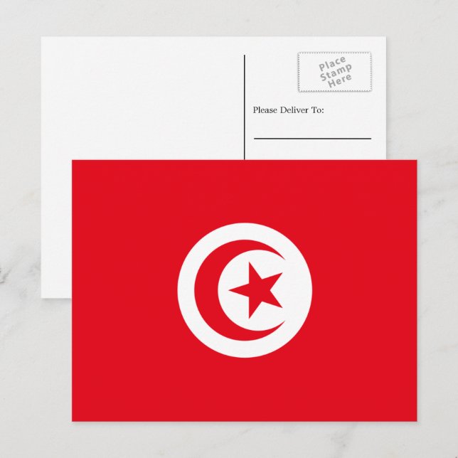 Cartão Postal Bandeira da Tunísia (Frente/Verso)