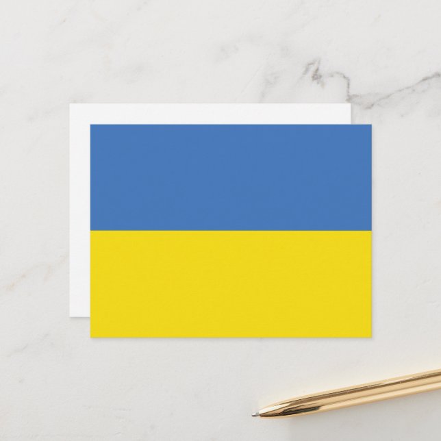 Cartão Postal Bandeira da Ucrânia, Ucraniano Слава Україні Slava (Frente/Verso In Situ)