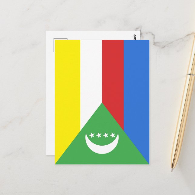 Cartão Postal Bandeira das Comores (Frente/Verso In Situ)