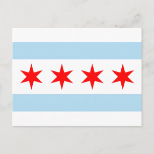 Cartão Postal Bandeira das Estrelas Vermelhas de Chicago com Str