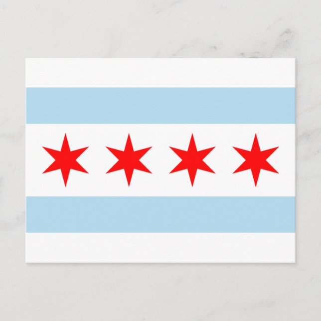 Cartão Postal Bandeira das Estrelas Vermelhas de Chicago, Strips (Frente)
