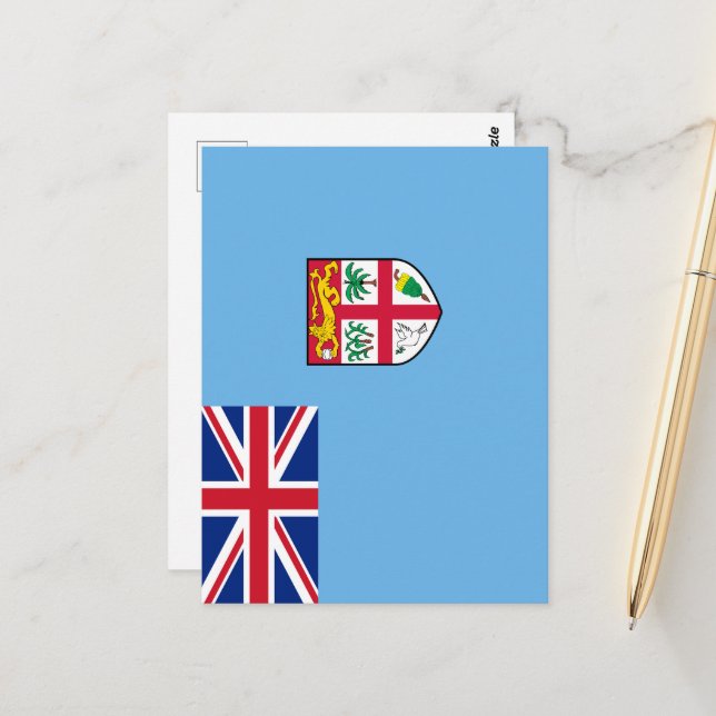 Cartão Postal Bandeira das Fiji (Frente/Verso In Situ)