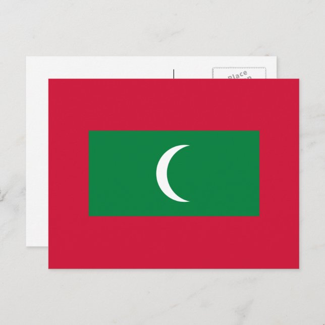 Cartão Postal Bandeira das Maldivas (Frente/Verso)