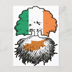 Cartão Postal Bandeira das Raízes da Árvore da Irlanda cipriota
