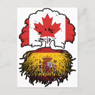 Cartão Postal Bandeira das Raízes da Árvore do Canadá, em espanh