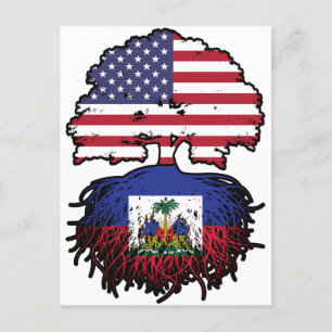 Cartão Postal Bandeira das Raízes da Árvore Norte Americana do H