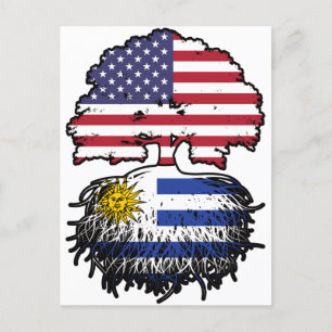 Cartão Postal Bandeira das Raízes da Árvore Uruguai Americana