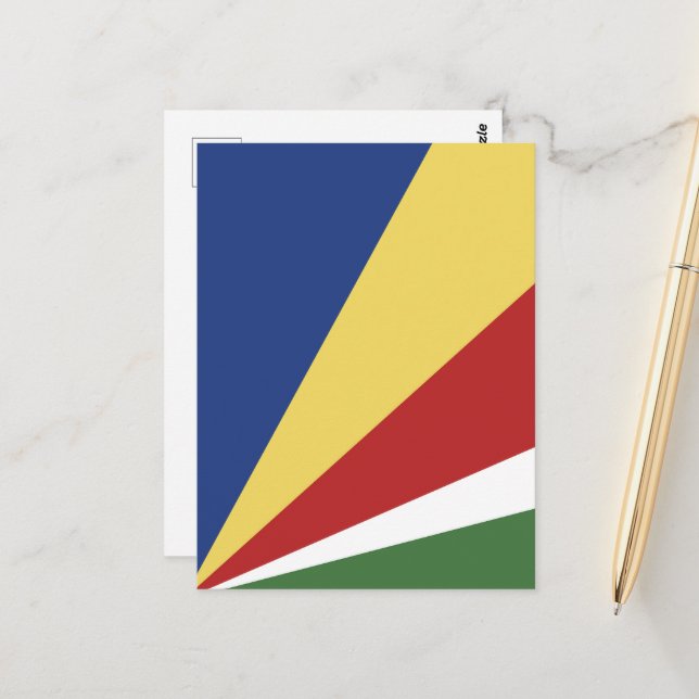 Cartão Postal Bandeira das Seychelles (Frente/Verso In Situ)