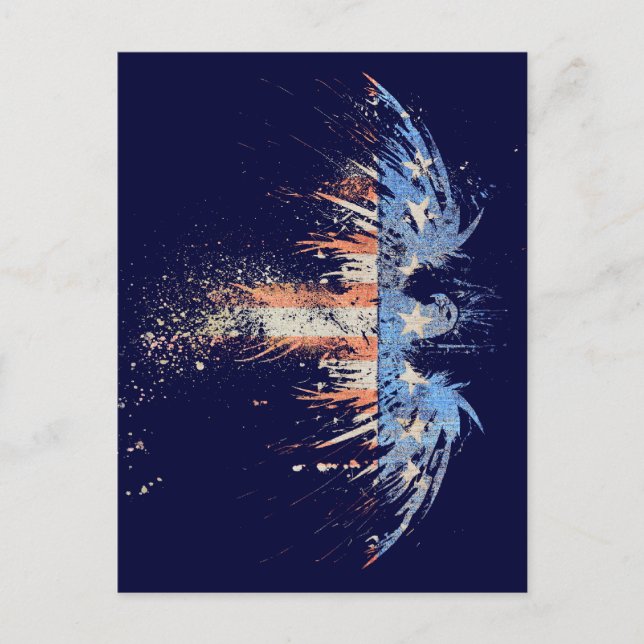 Cartão Postal Bandeira de Águia Americana Patriótica (Frente)
