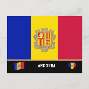 Cartão Postal Bandeira de Andorra & viagem pelo país de Andorra