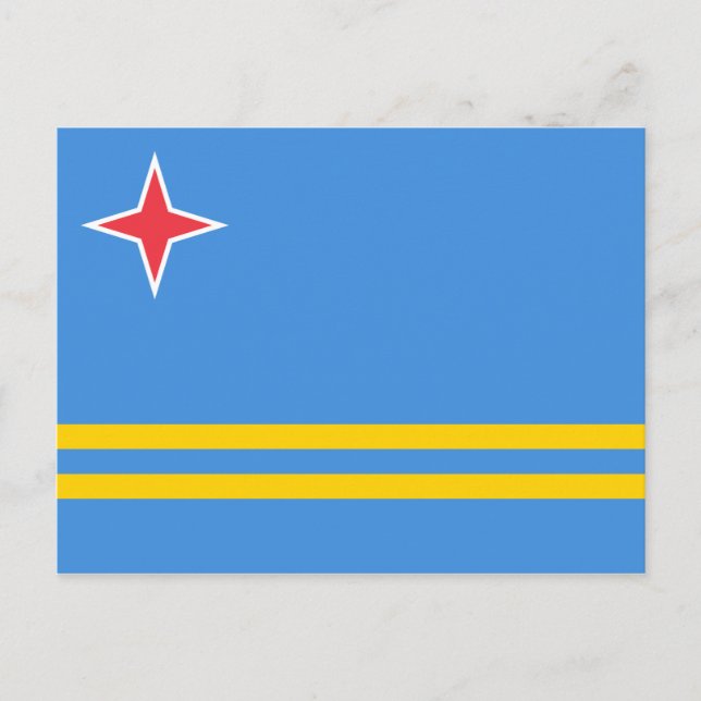 Cartão Postal Bandeira de Aruba Patriótica (Frente)