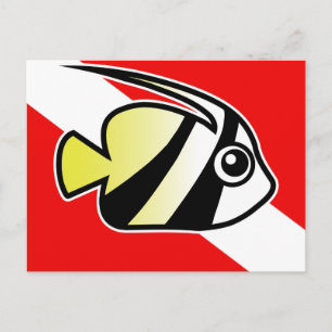 Cartão Postal Bandeira de Bannerfish Cartoon