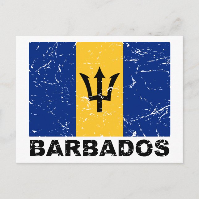Cartão Postal Bandeira de Barbados (Frente)