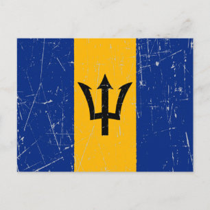 Cartão Postal Bandeira de Barbados Salgado e Arranhado