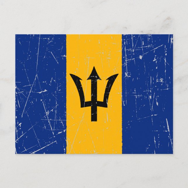 Cartão Postal Bandeira de Barbados Salgado e Arranhado (Frente)