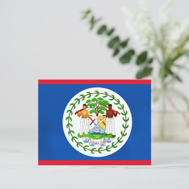 Cartão Postal Bandeira de Belize (Em pé/Frente)