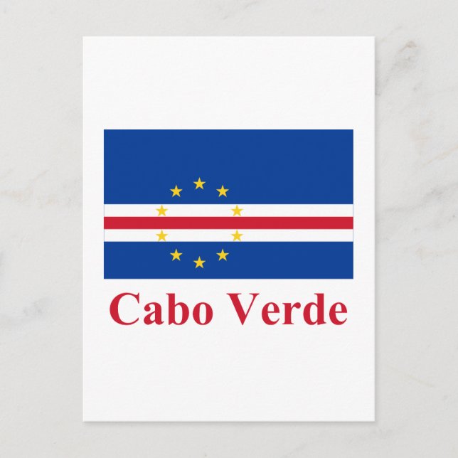 Cartão Postal Bandeira de Cabo Verde com Nome em Português (Frente)