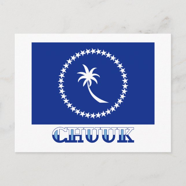 Cartão Postal Bandeira de Chuuk, com nome (Frente)
