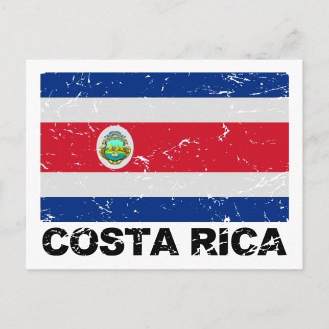 Cartão Postal Bandeira de Costa Rica Vintage (Frente)