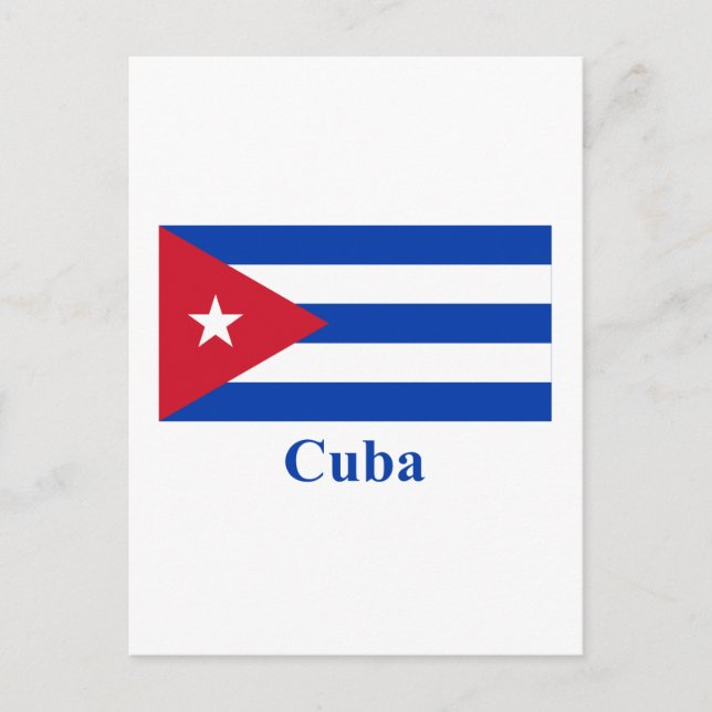 Cartão Postal Bandeira de Cuba com Nome (Frente)