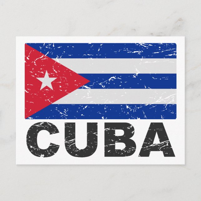 Cartão Postal Bandeira de Cuba Vintage (Frente)