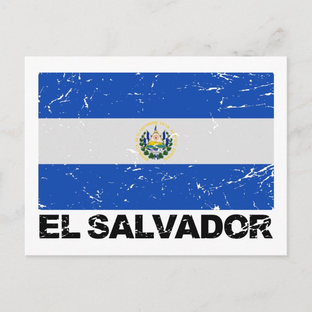 Cartão Postal Bandeira de El Salvador Vintage (Frente)