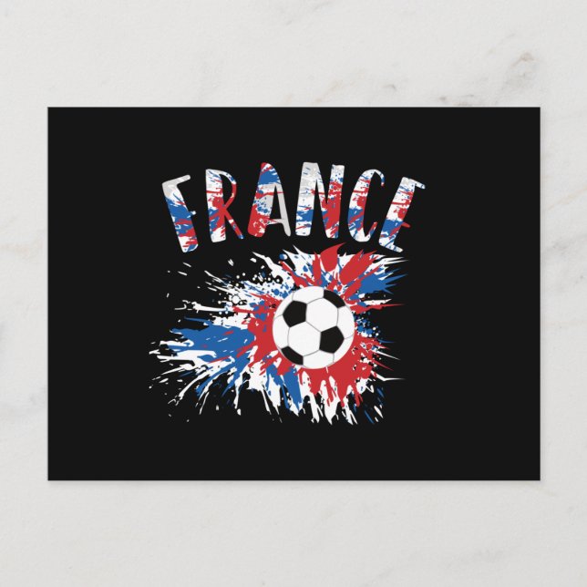 Cartão Postal Bandeira de Grunge da Bola de Futebol da França (Frente)