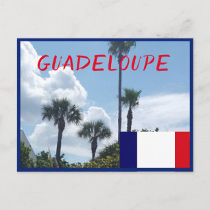 Cartão Postal bandeira de Guadeloupe com palmeiras tropicais