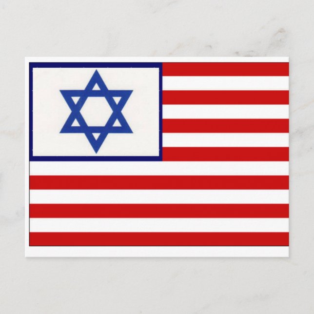 Cartão Postal Bandeira de Israel Americana ~ Juntos Estaremos ~  (Frente)