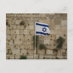 Cartão Postal Bandeira de Israel no Muro das Lamentações