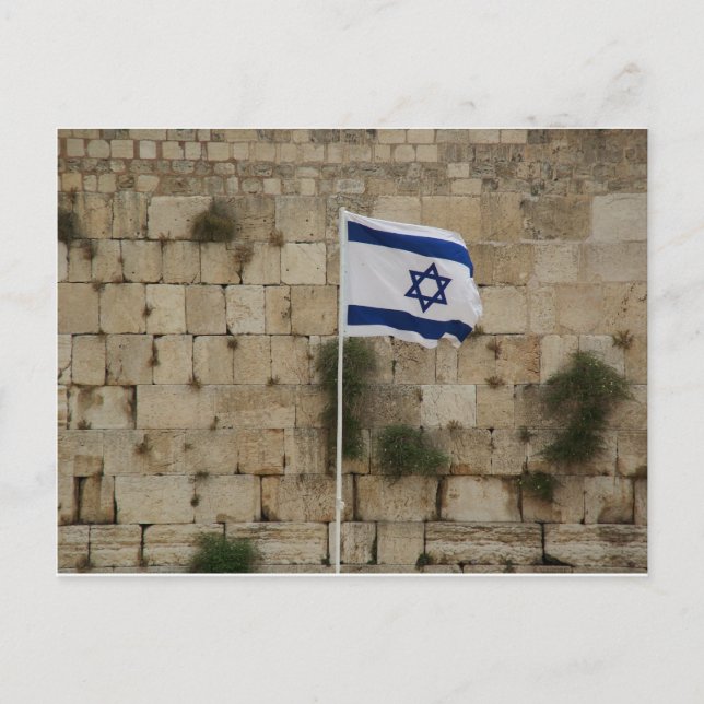 Cartão Postal Bandeira de Israel no Muro das Lamentações (Frente)