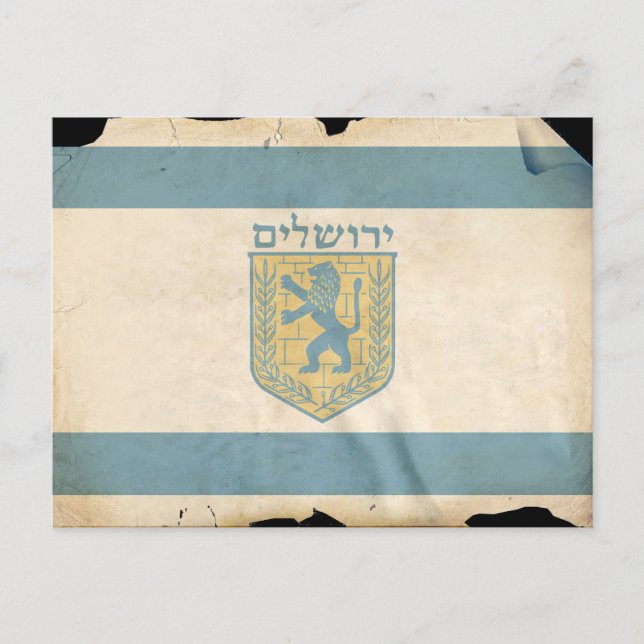 Cartão Postal Bandeira de Jerusalém, Israel (Frente)