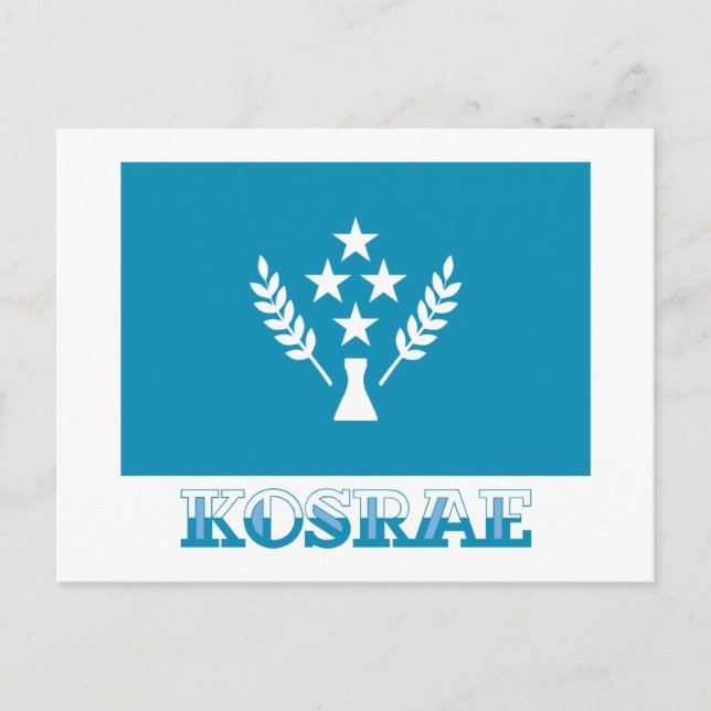 Cartão Postal Bandeira de Kosrae, com nome (Frente)