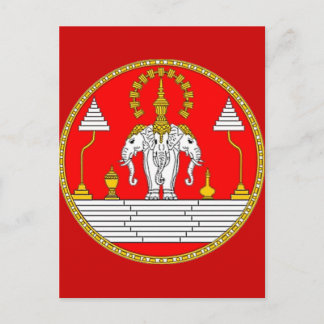 CARTÃO POSTAL BANDEIRA DE LAOS TRÊS ELEFANTE DE CABEÇA