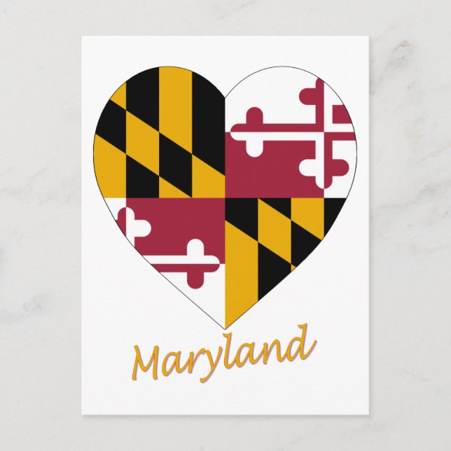 Cartão Postal Bandeira de Maryland Coração (Frente)