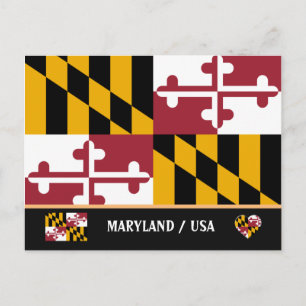 Cartão Postal Bandeira de Maryland & Maryland Estado EUA /Améric
