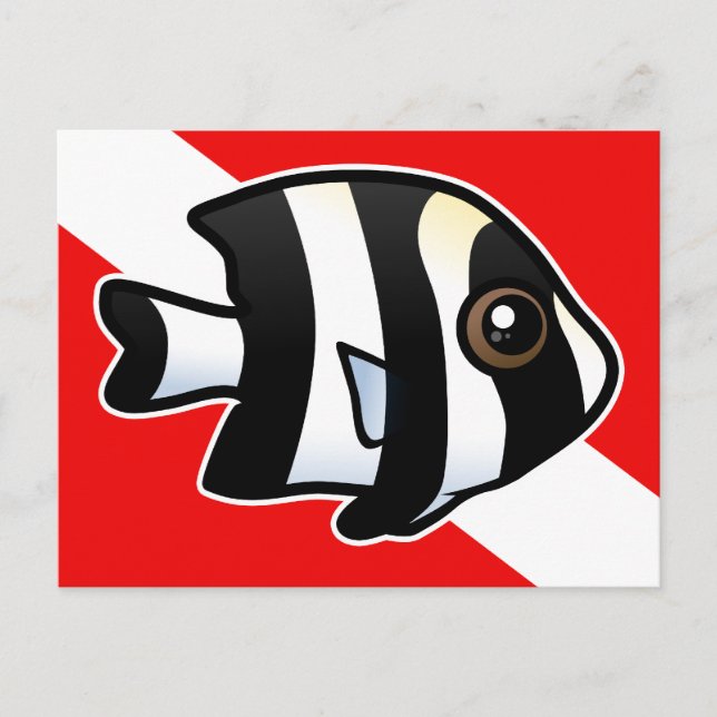 Cartão Postal Bandeira de Mergulho Damselfish de Quatro Bandeira (Frente)